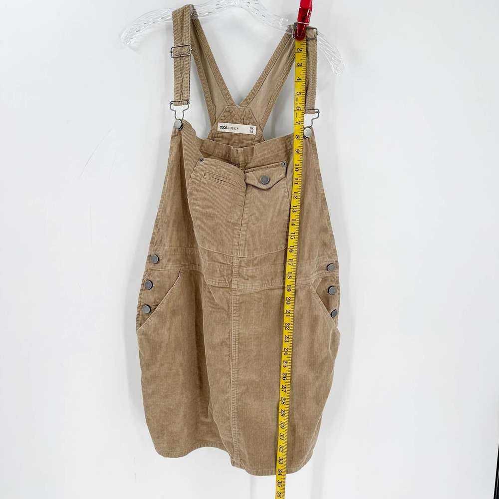 ASOS Denim Brown Corduroy Overall Dress Women's Size 12 - Picture 8 of 10